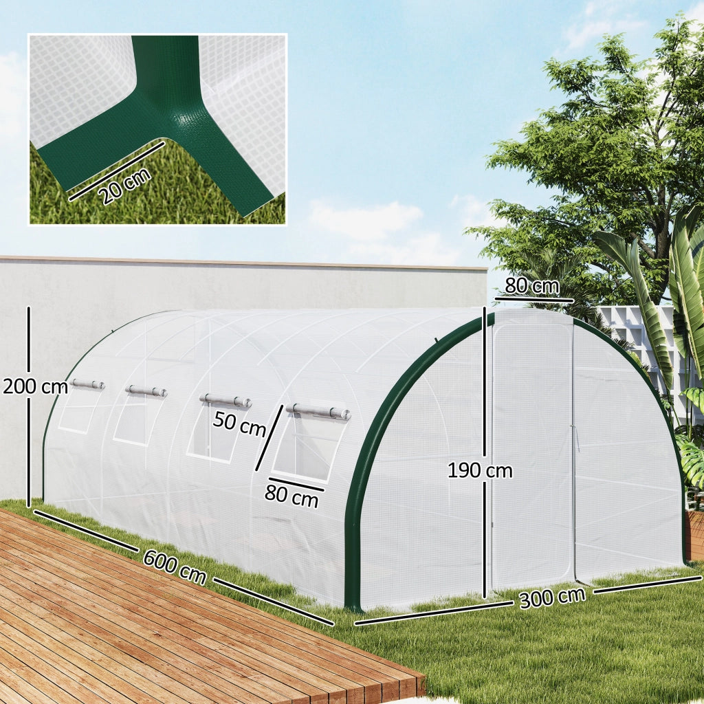 Serra da Giardino ¨C Minimal ¨C Bianco e Verde, 6x3 m, PE, Poliestere, Acciaio Zincato