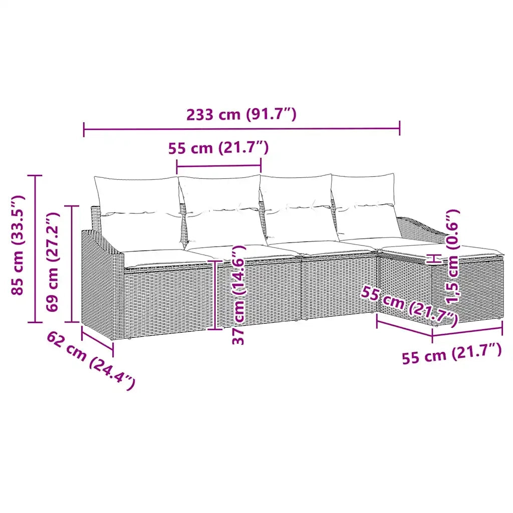 Set di divani con cuscino 5 pcs Beige polyrattan 3346680