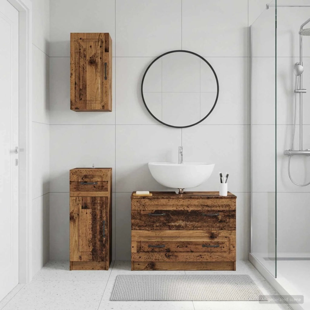 Set di armadietti da bagno in 3 pezzi UTRECHT Legno antico 3417817
