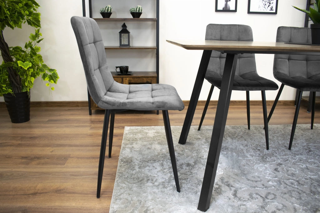 Sedia Valora PYRA in velluto grigio scuro, design moderno x4