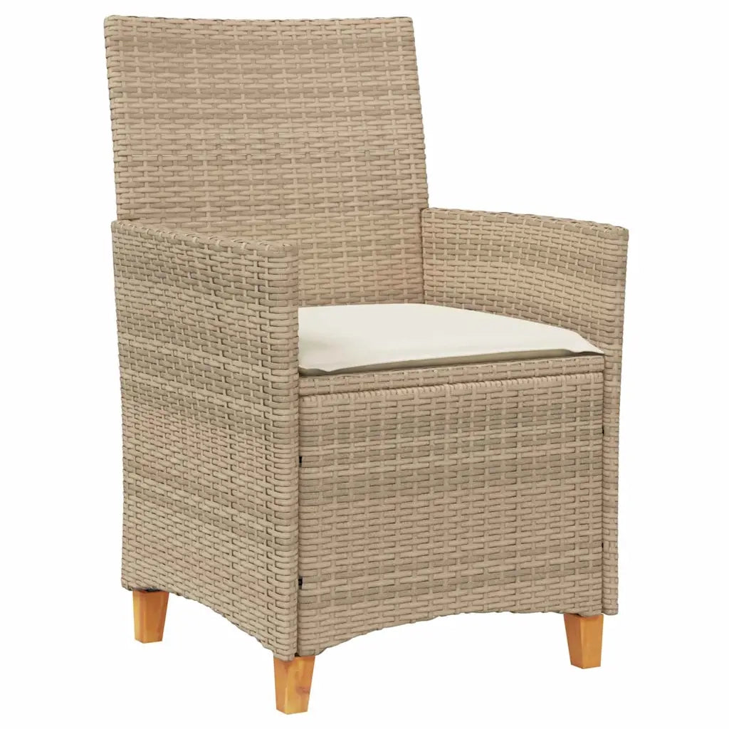 Set da Pranzo per Giardino 7 pcs Beige polyrattan