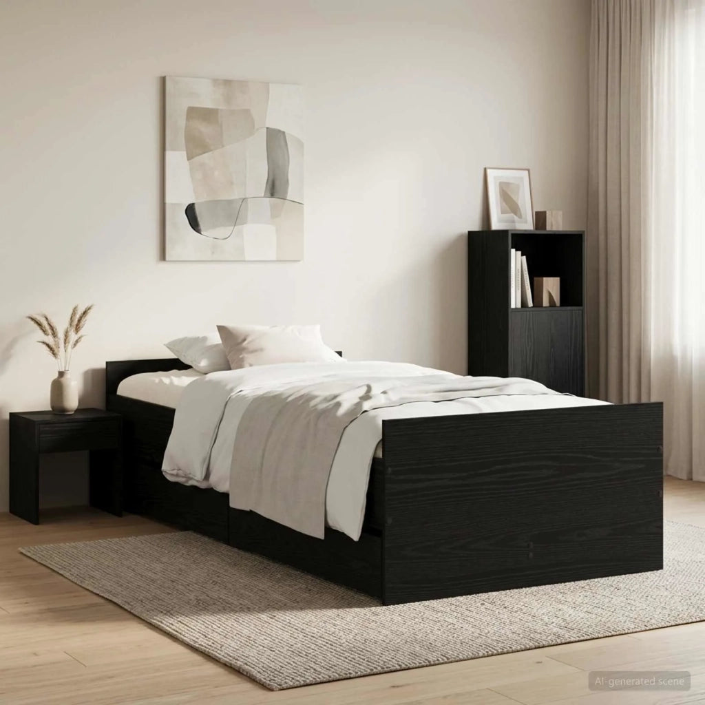 Struttura del letto Rovere Nero 100 x 200 cm 3446582