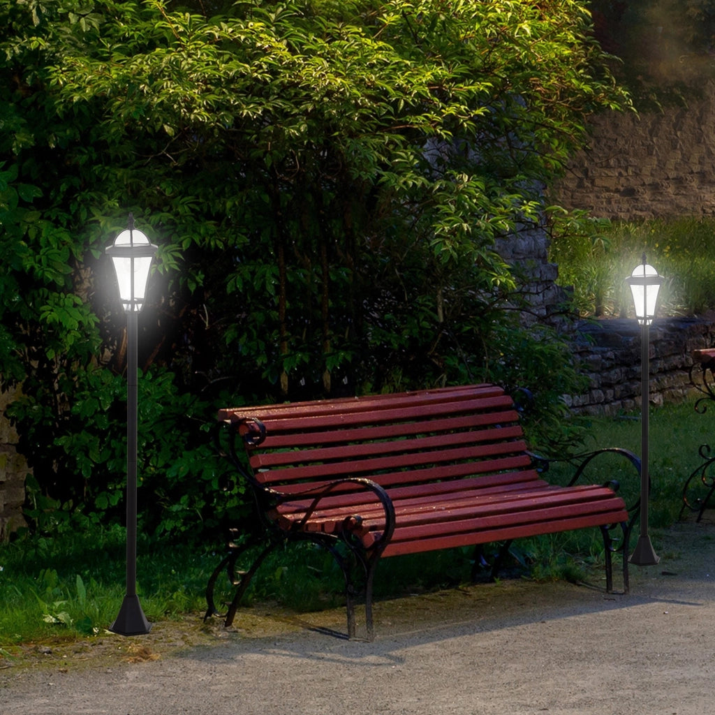 Set 2 Lampioni Solari per Giardino con 2 LED e Accensione Automatica   Nero