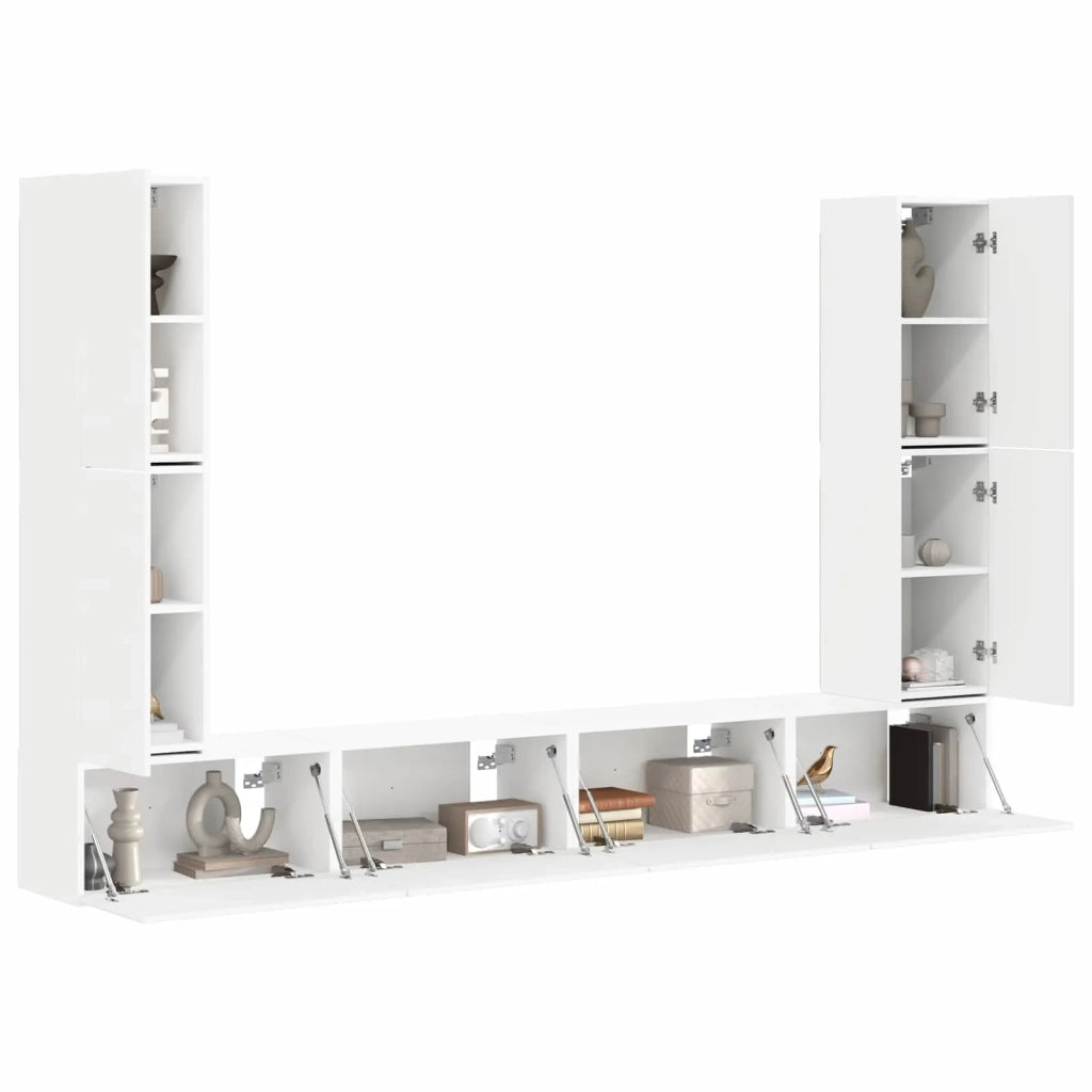 Set mobile TV 8 pcs Bianco Legno multistrato 3409132