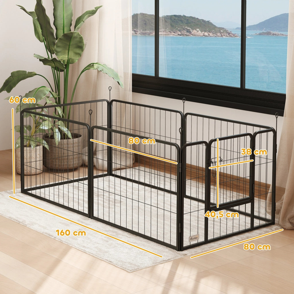 Recinto per Cani 6 Pannelli ¨C Xylo ¨C Acciaio Pieghevole Grigio