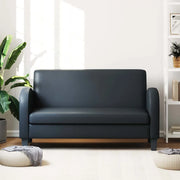 Divano a 2 Posti-Sofa 2 Posti in Pelle Artificiale Nero