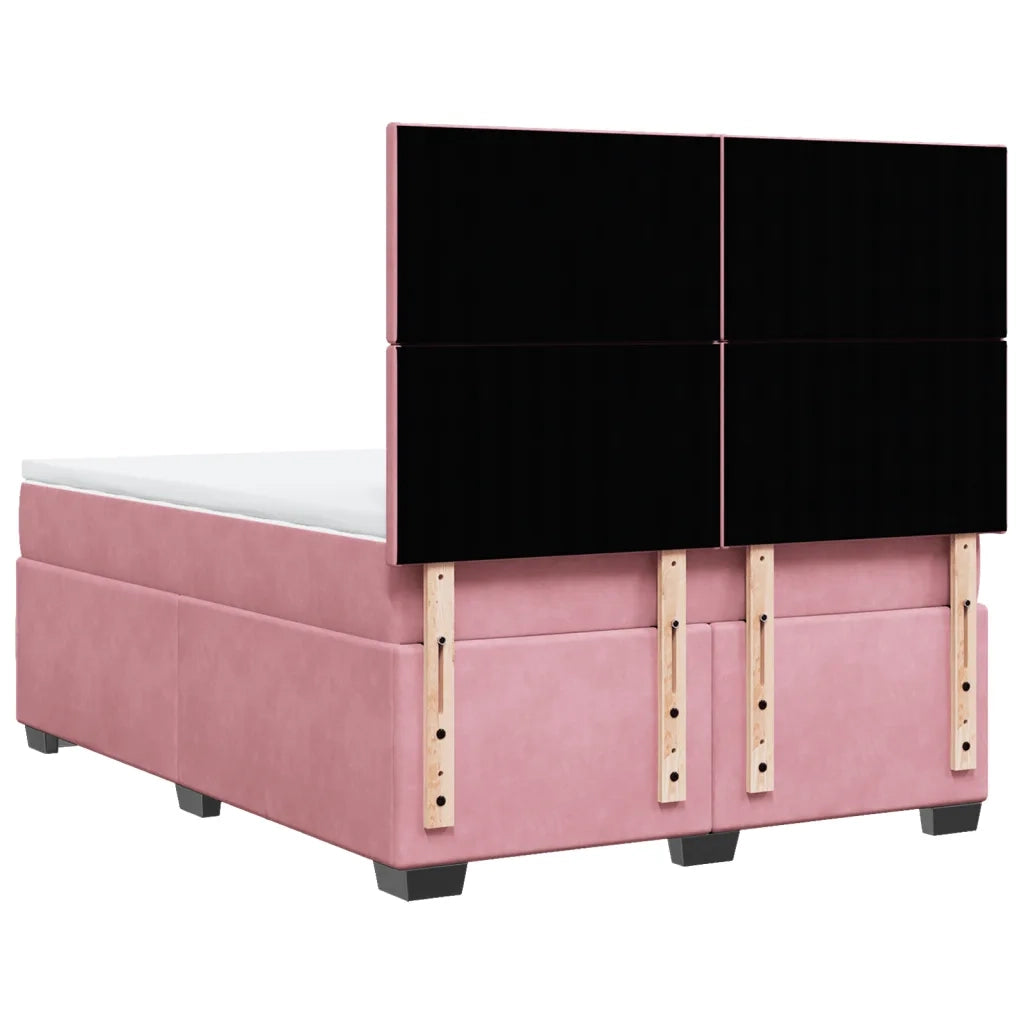 Giroletto a Molle con Materasso Rosa 140x200 cm in Velluto 3290929