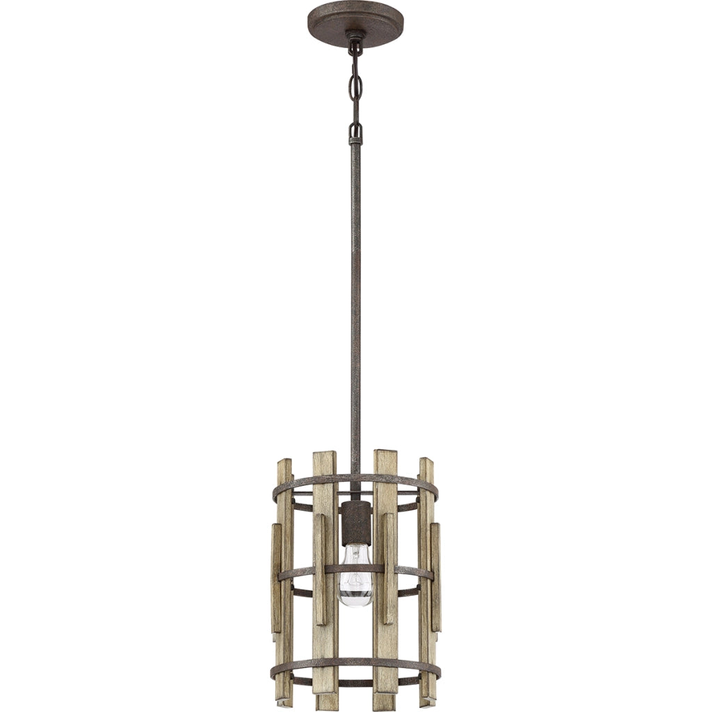 Lampada a sospensione Wood Hollow nera E27 100W Quoizel