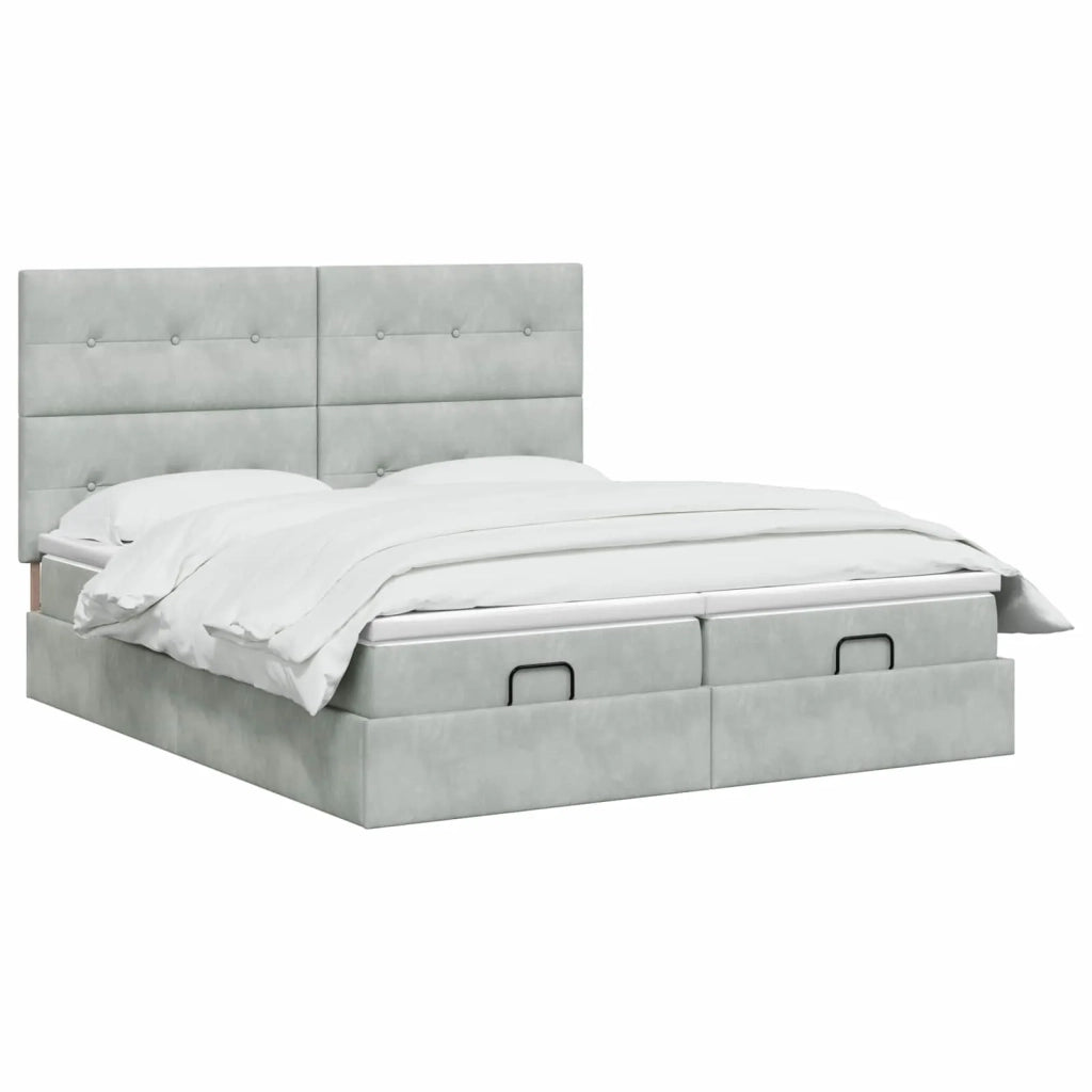 Letto Ottomano con Materasso e LED Grigio Chiaro 160 x 200 cm 3458490