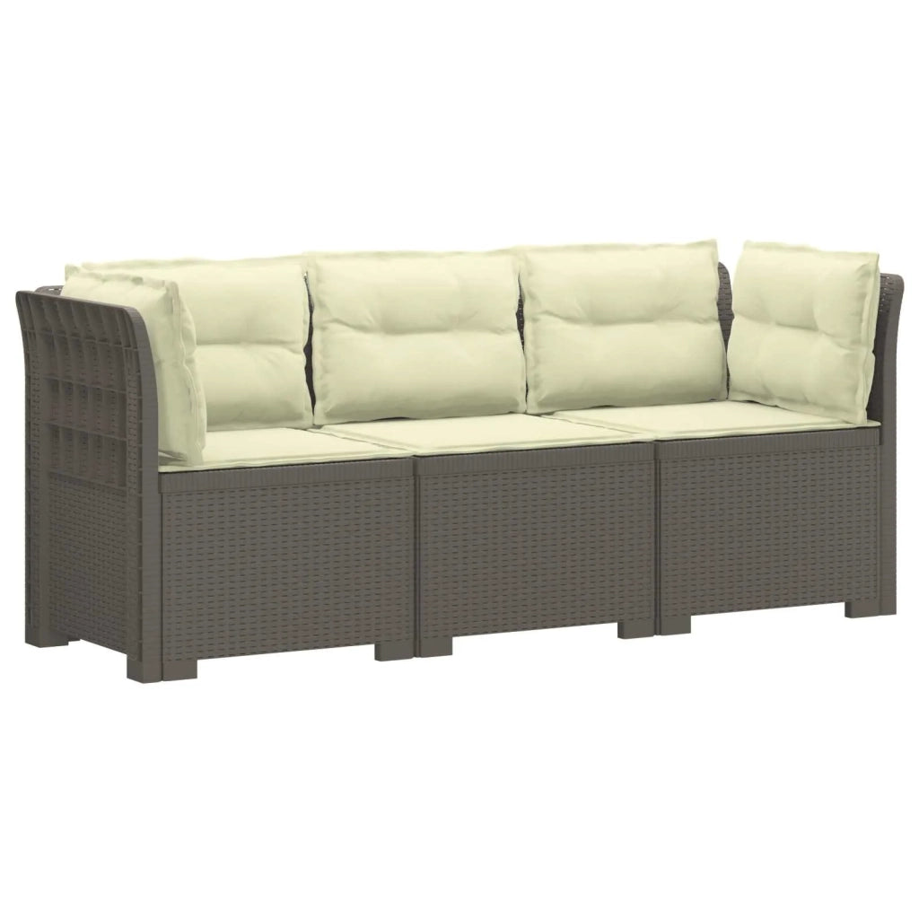 Divano da giardino 3 posti con cuscini in look rattan PP 3443846