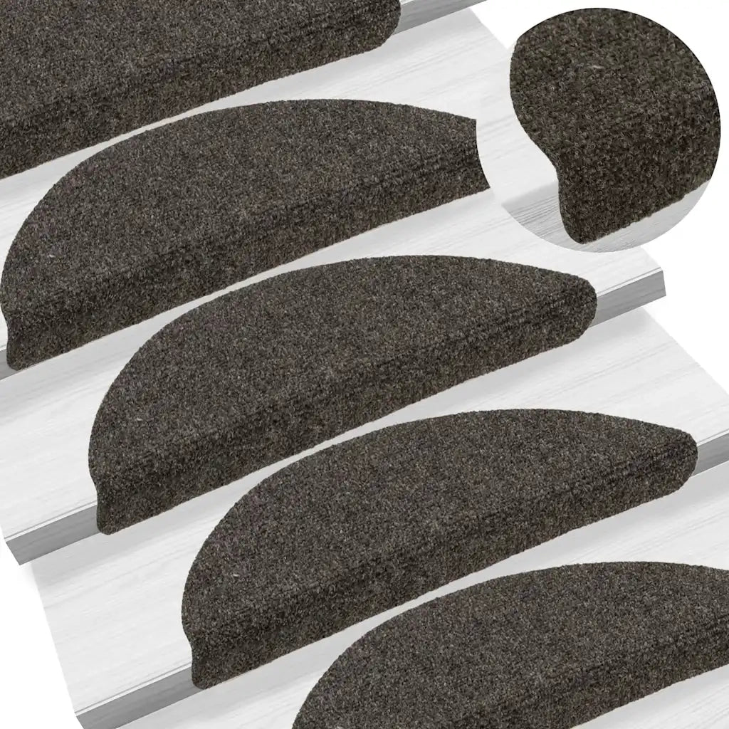 Tappetini per scale autoadesivi 30 pz 56x17x3 cm antracite semicircolari 3365687