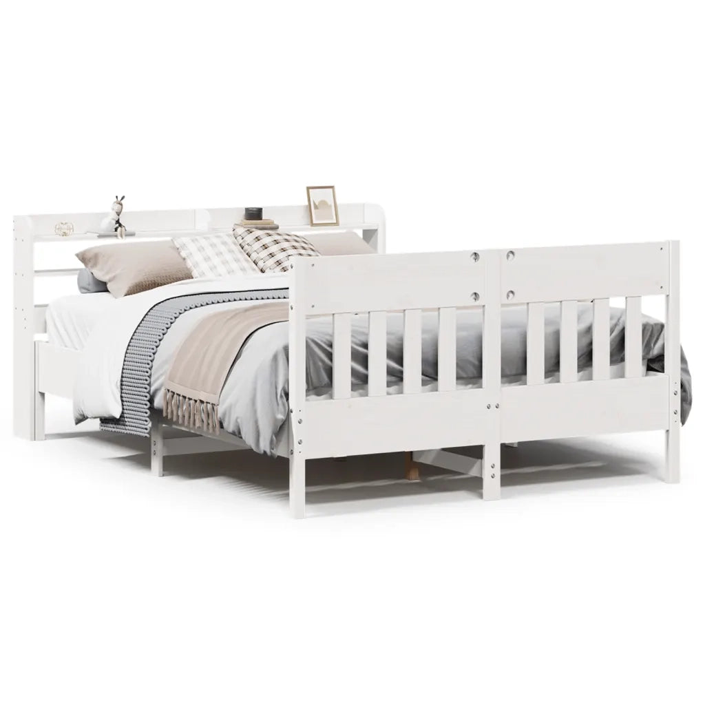 Letto senza Materasso-Struttura Letto Bianco 150x200 cm Legno Massello di Pino 243286