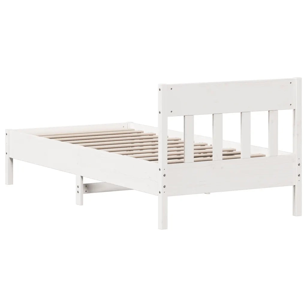 Letto senza Materasso-Struttura Letto Bianco 75x190 in Legno Massello di Pino 144580