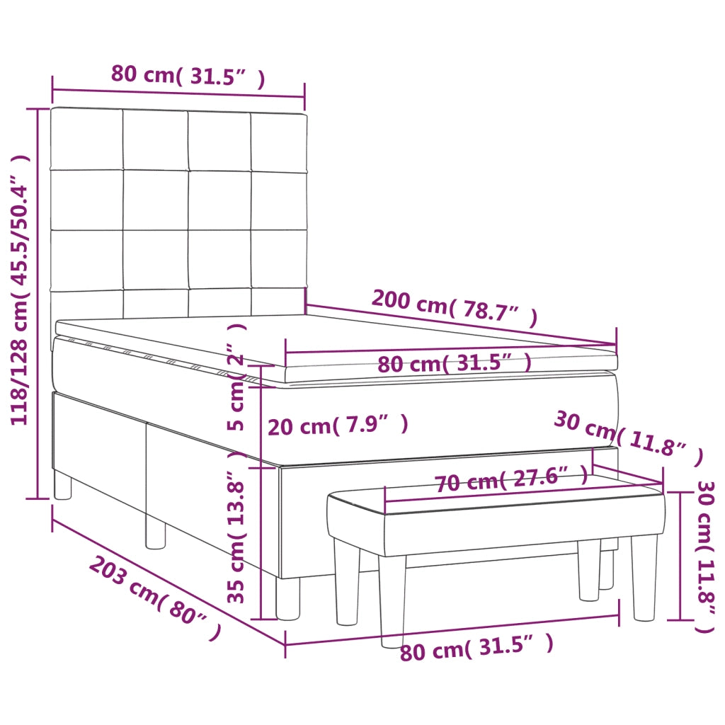 Giroletto a Molle con Materasso Tortora 80x200 cm inTessuto 3137113