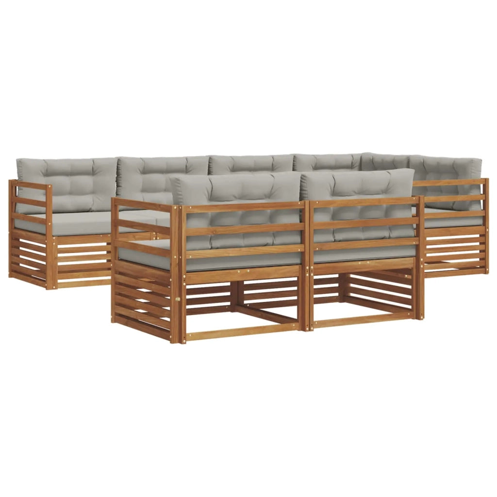 Set di divani da esterno 7 pcs Grigio Naturale e Chiaro 3373601