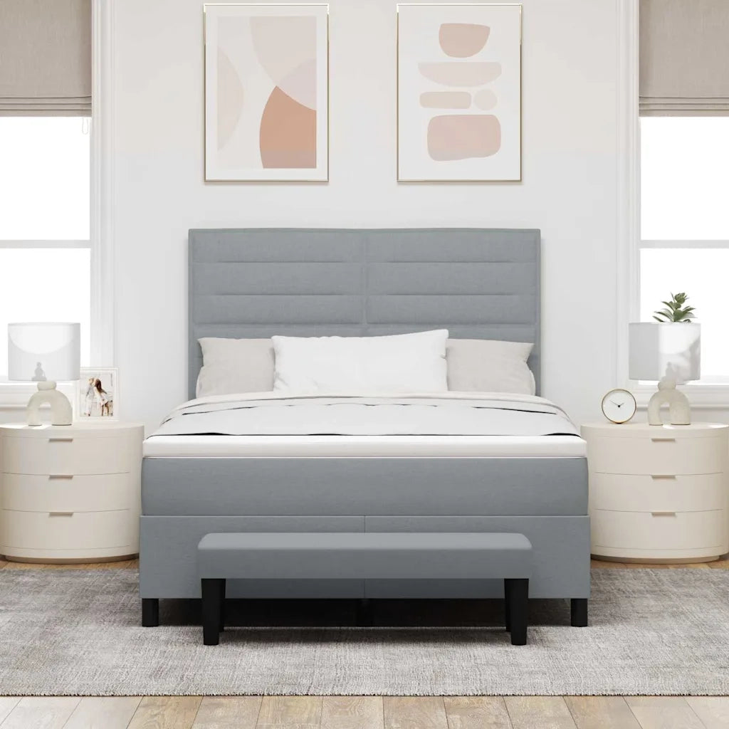 Letto a molle con materasso Grigio chiaro 140 x 200 cm Tessuto