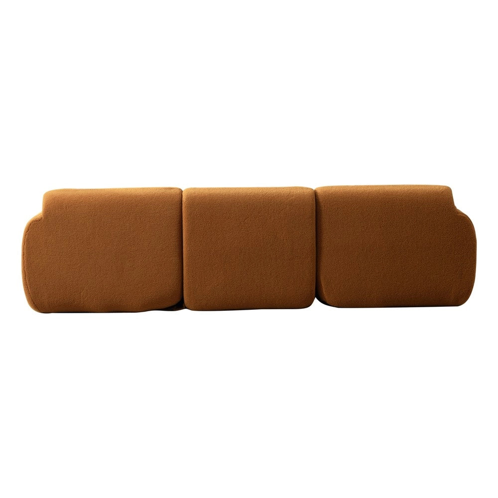 Divano Modulare in Tessuto Chenille ¨C MINIMAL ¨C Caramel, Morbido, Antimacchia