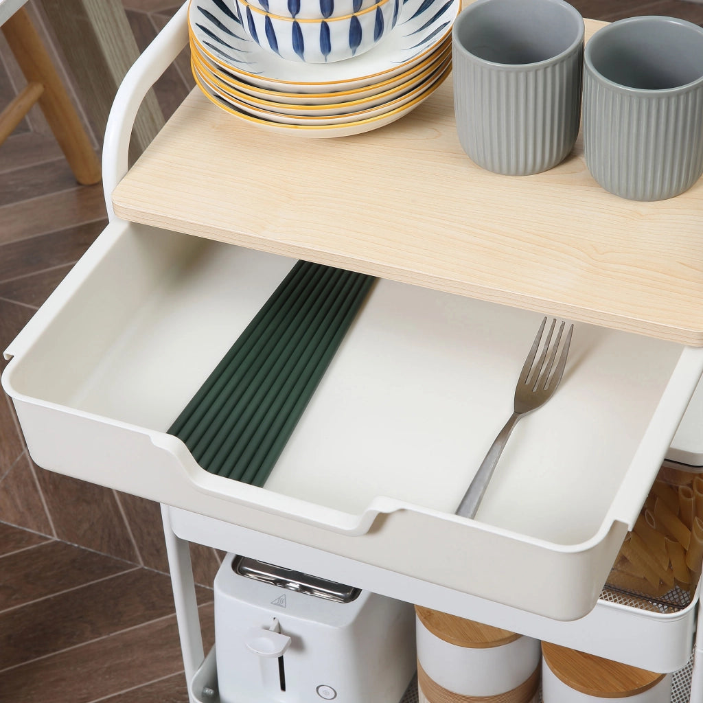 Carrello Multiuso con Cassetti e Cestini ¨C zephmum ¨C 43,9x30,5x75,6 cm Bianco