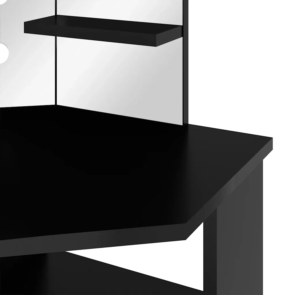 Toeletta | Tavolino da Trucco Angolare con LED Nero 111x54x141,5 cm
