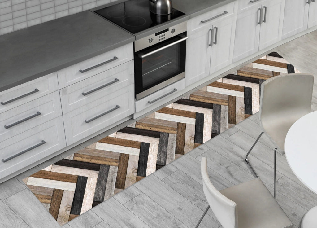 Tappeto Passatoia Cucina Antiscivolo Stampa Digitale Dis. Listelli Legno - 50x320 - Legno