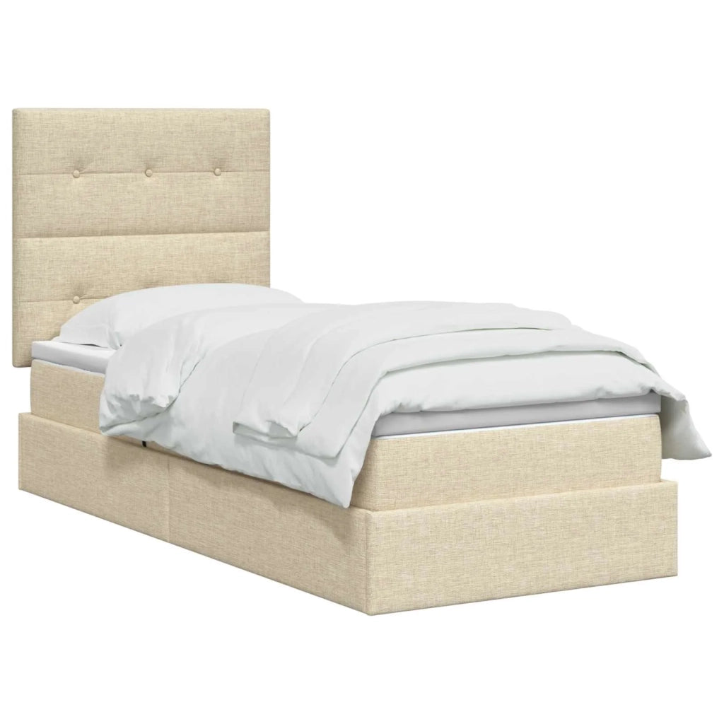 Letto con contenitore e materasso Crema 90 x 190 cm Tessuto 3459475
