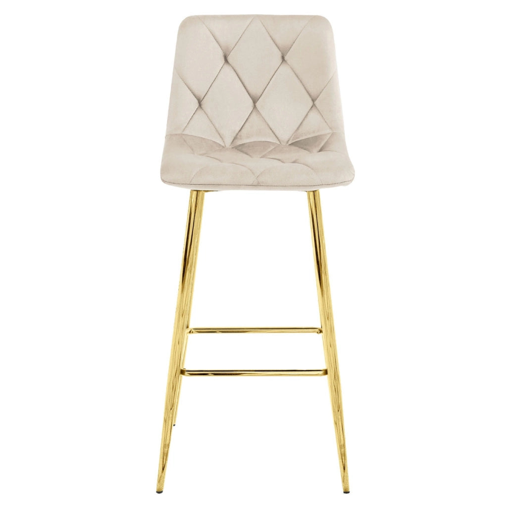 Sgabello da bar NADO in velluto beige e gambe dorate