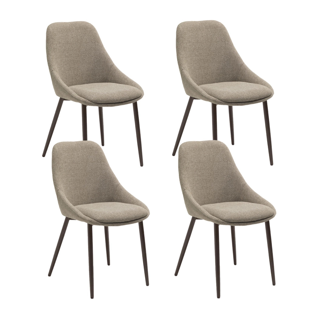 Set 4 Sedie Kira 51x59x85 cm Gambe in Metallo Bronzo Beige