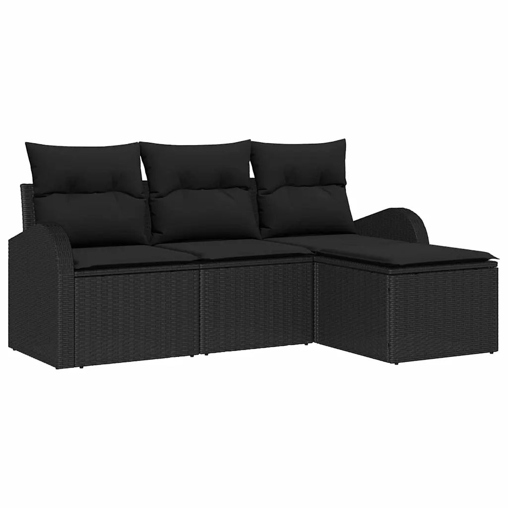Set Divano da Giardino Nero polyrattan 3345993