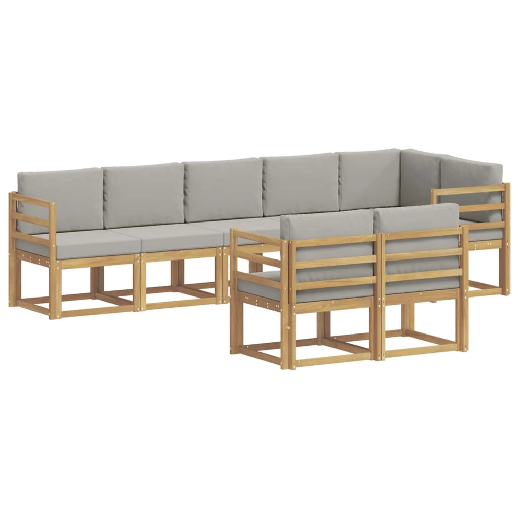 Set di divani da esterno 8 pz Bianco e Grigio Chiaro 3387790