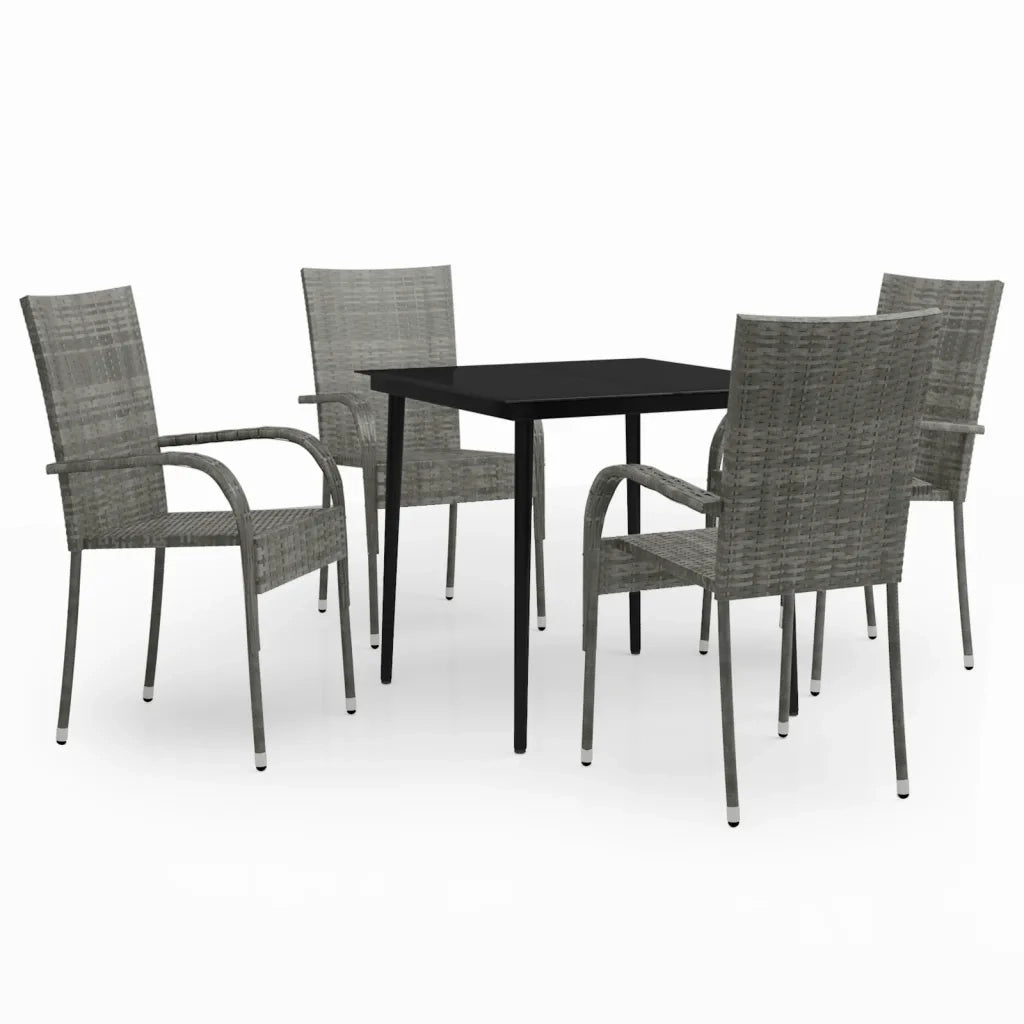Set da Pranzo da Giardino 5 pz Grigio e Nero 3099408