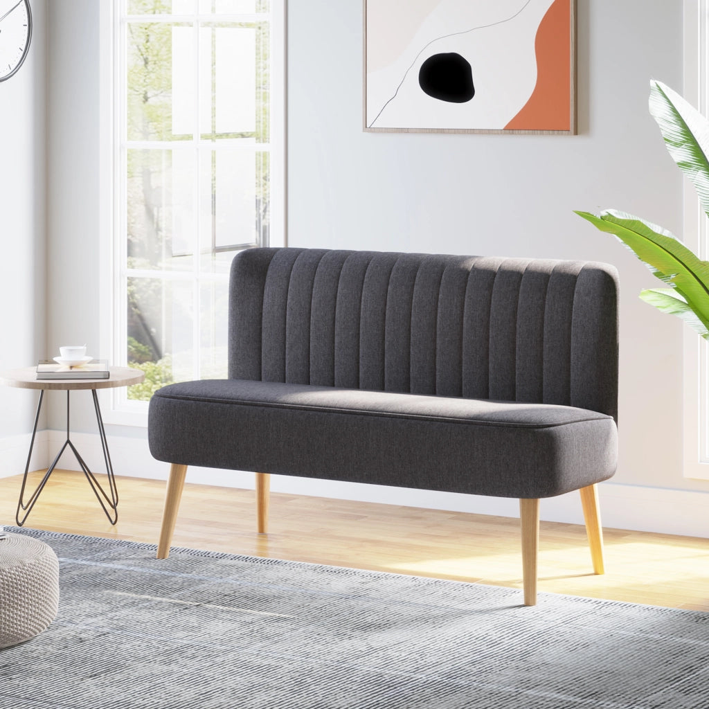 Divano 2 Posti in Tessuto ¨C Minimal ¨C Grigio Scuro, 117x56.5x77 cm