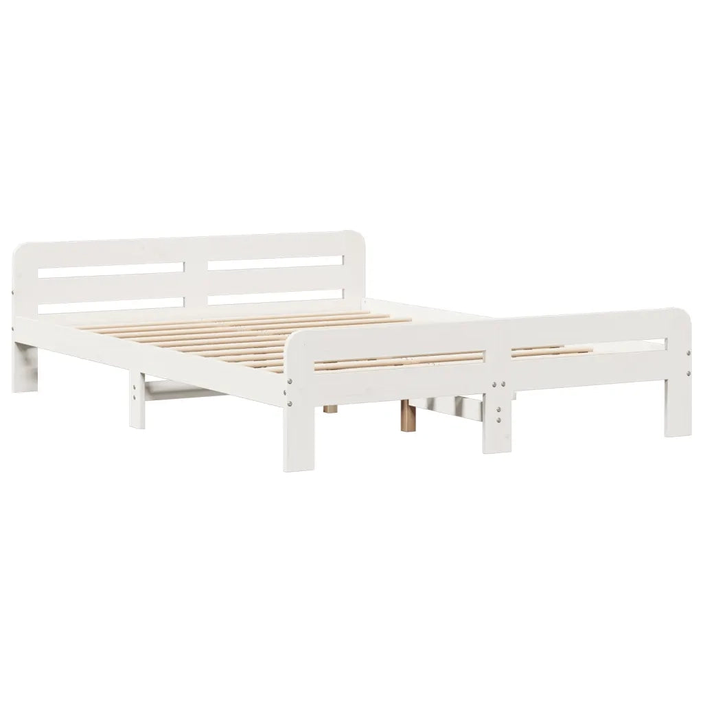 Letto senza Materasso-Struttura Letto Bianco 150x200 cm Legno Massello di Pino 527133