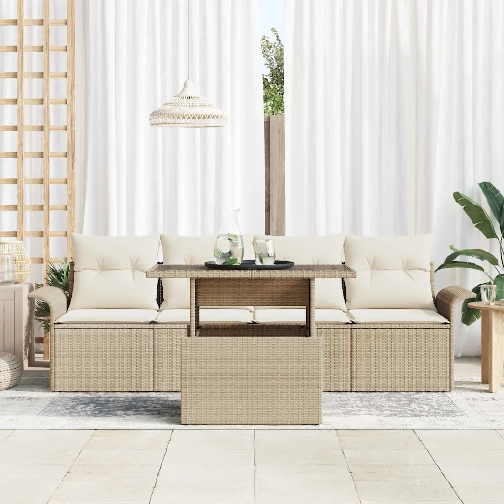 Set Divano da Giardino con cuscino 5 pcs Beige polyrattan 3348187