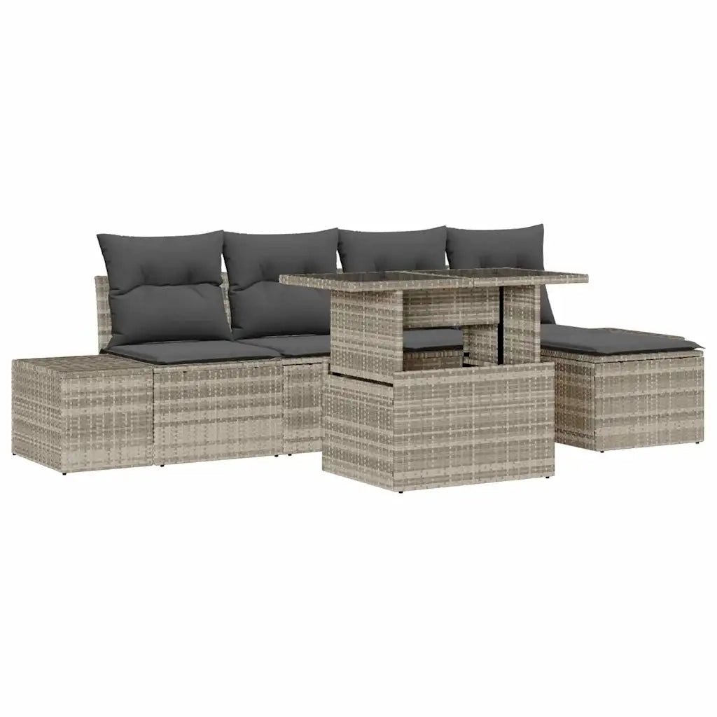 Set Divano da Giardino 6 pcs Grigio chiaro polyrattan 3349168