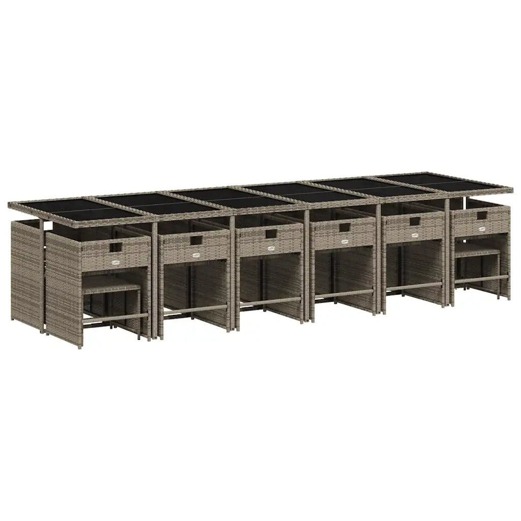 Set da pranzo da giardino da 17 pz con Cuscini in Polyrattan Grigio 3277956