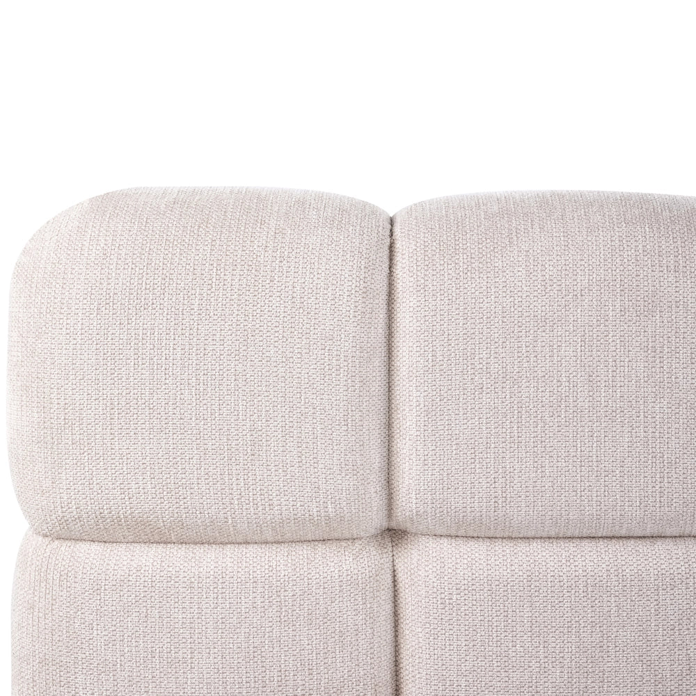 Letto 180 x 200 cm in tessuto beige chiaro, struttura imbottita, testiera con motivo a biscotto e contenitore