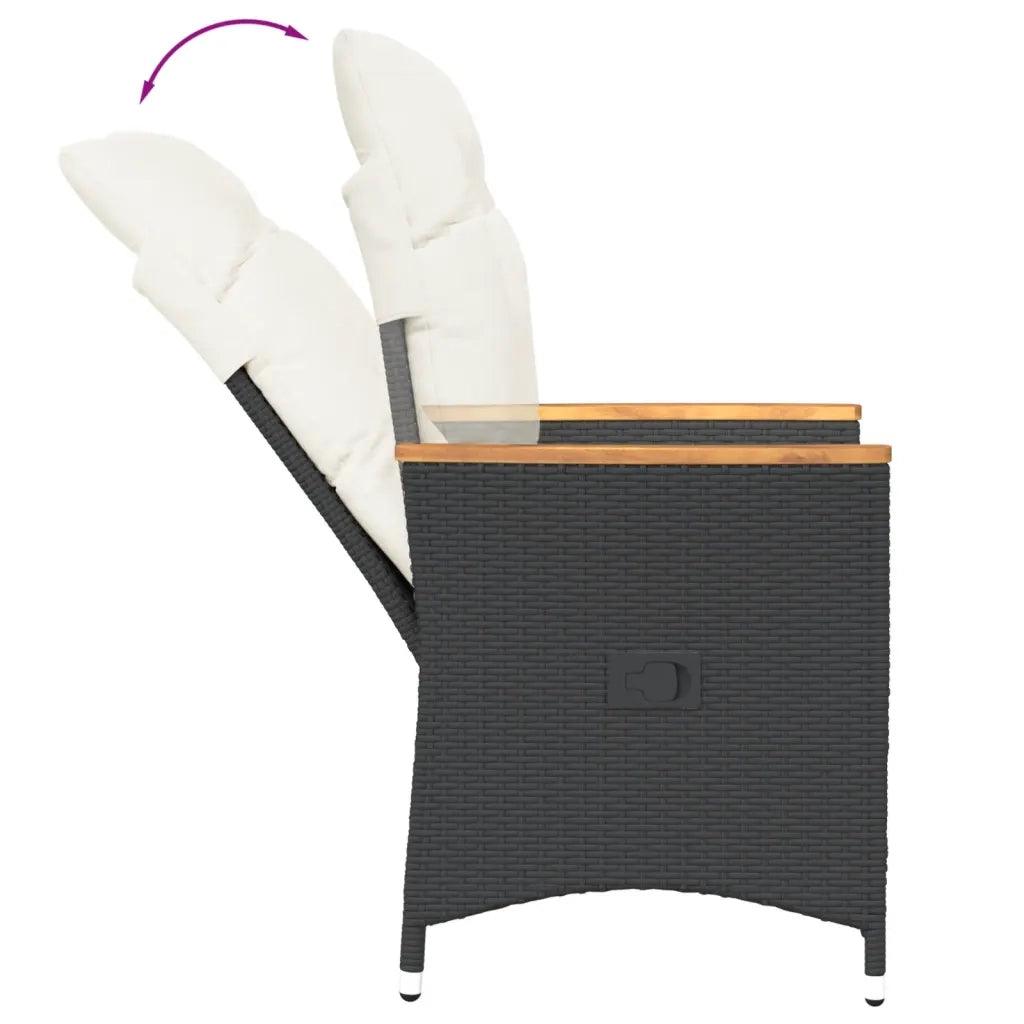 Set da Bistrò 3 pz con Cuscini Nero in Polyrattan 365657