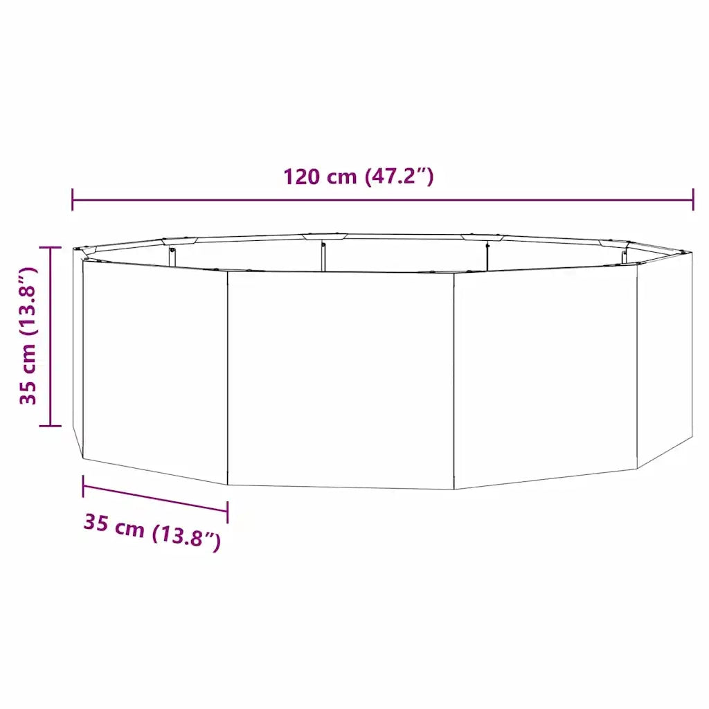 Fioriera rotonda moderna per esterni 120 x 120 x 35 cm facile da montare design elegante in acciaio nero 02_0052964