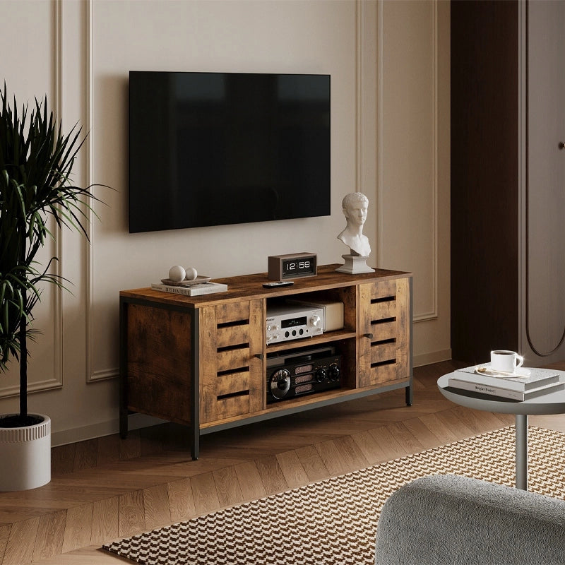 MOBILE TV CON 2 ANTE STILE VINTAGE LOFT, MARRONE RUSTICO, 110 CM