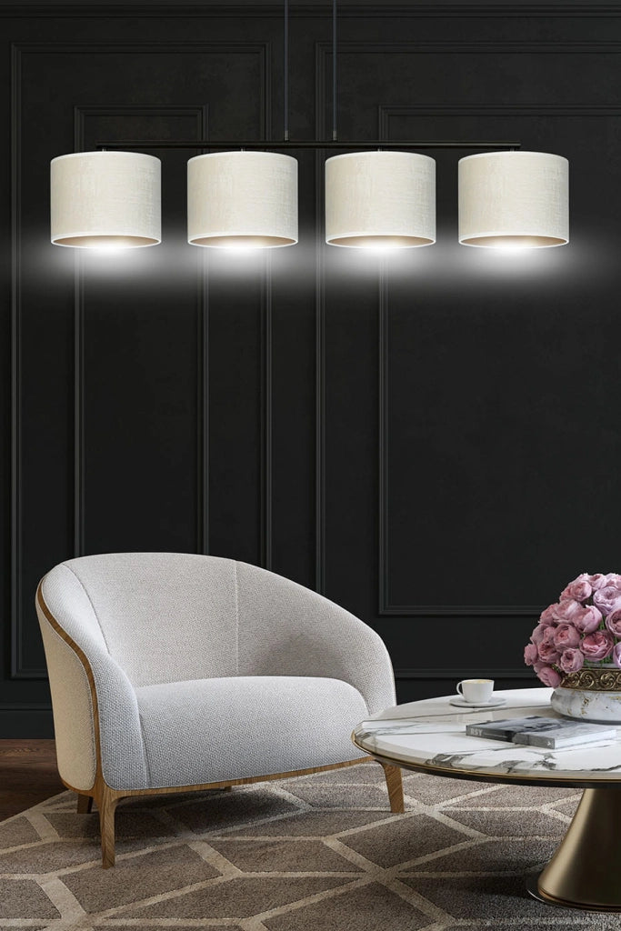 Lampadario Emibig Hilde 4 luci E27 nero crema oro