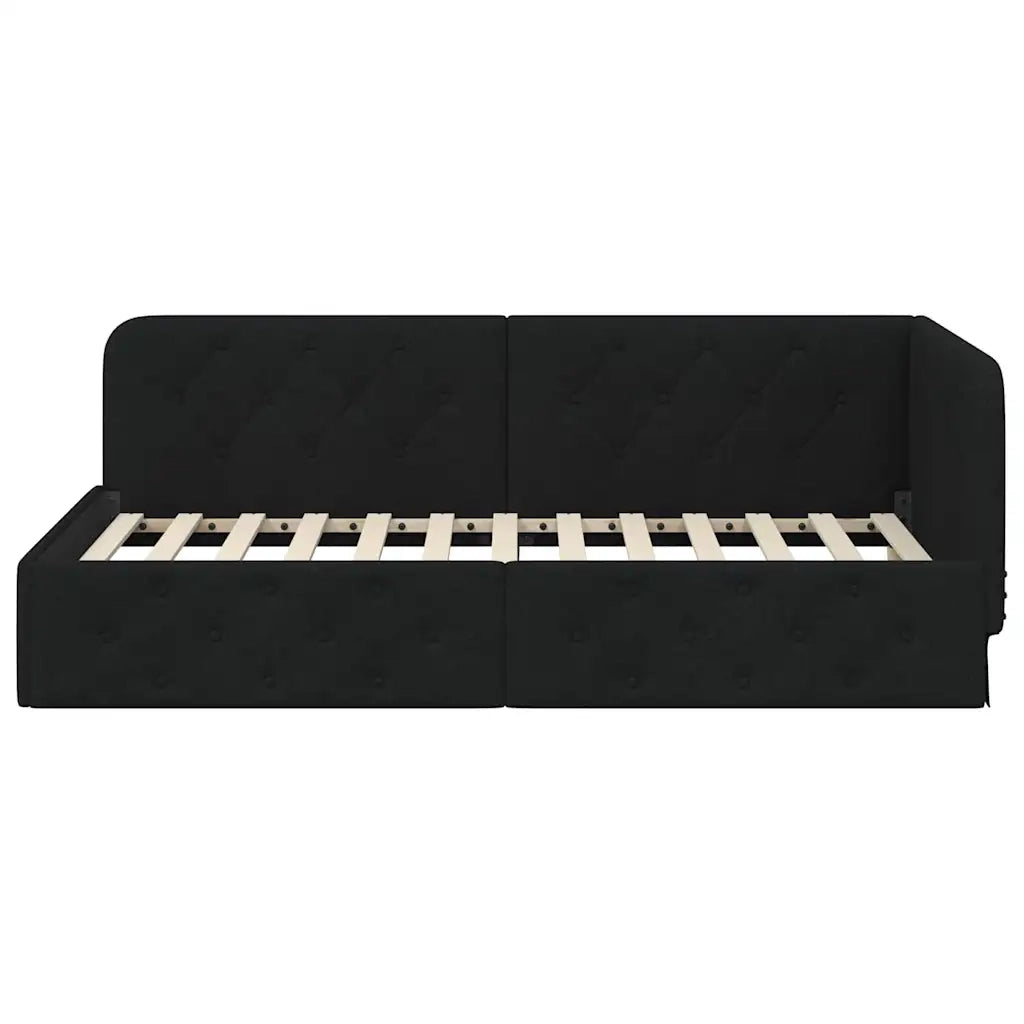 Cornice del letto ad angolo Nero 100 x 200 cm Tessuto 42016505