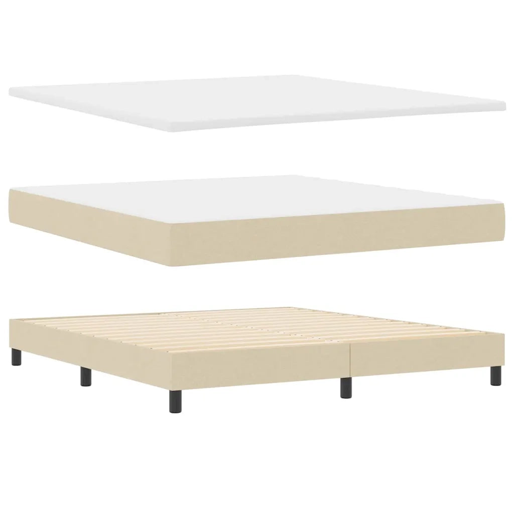 Letto a molle con materasso con led Crema 180 x 200 cm Tessuto 3342231