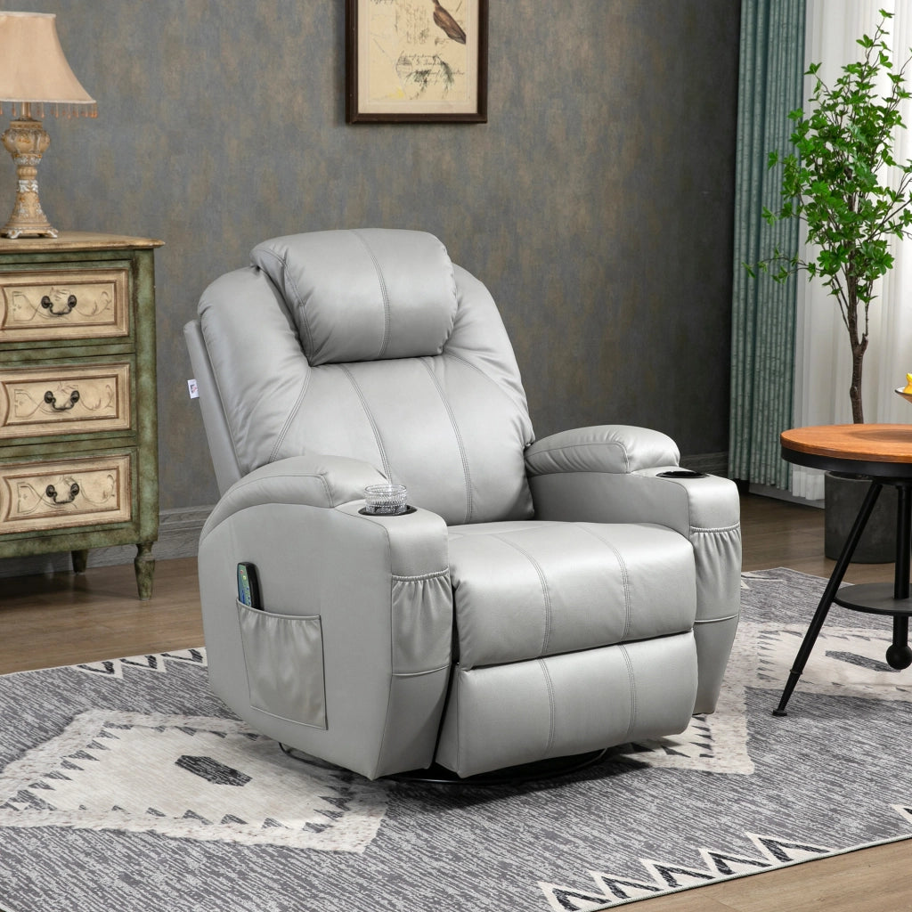 POLTRONA Massaggio Girevole 360° Grigio in metallo
