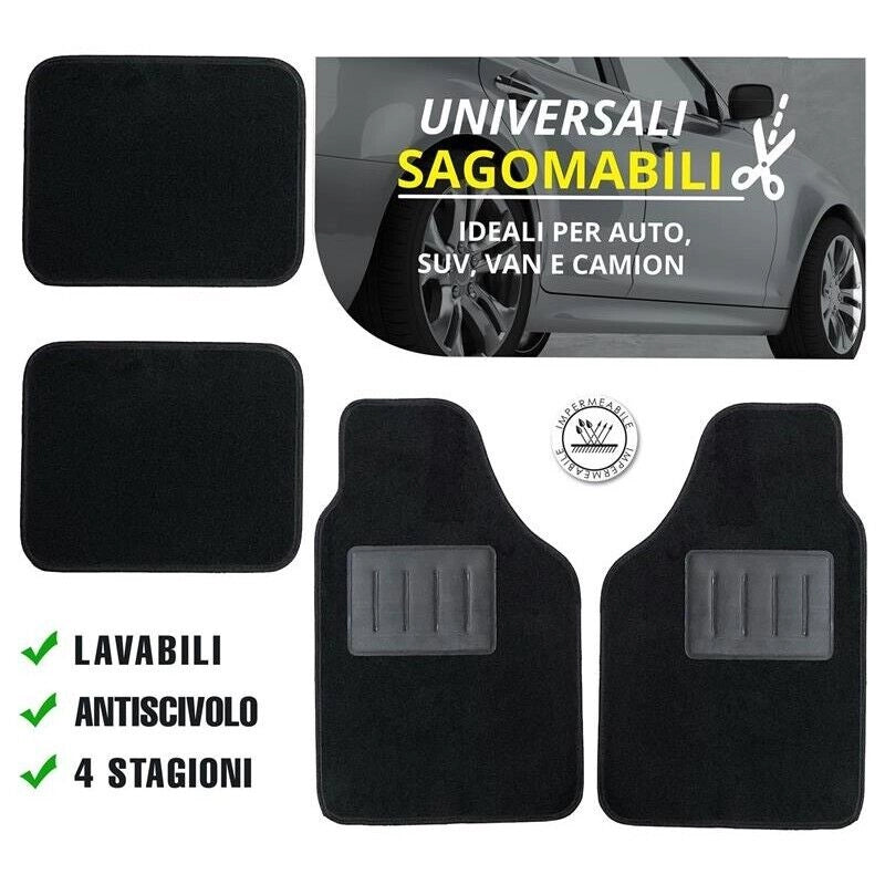 MAURY'S SET TAPPETI AUTO CLASSIC UNIVERSALI SAGOMABILI 4 PZ MOQUETTE CON