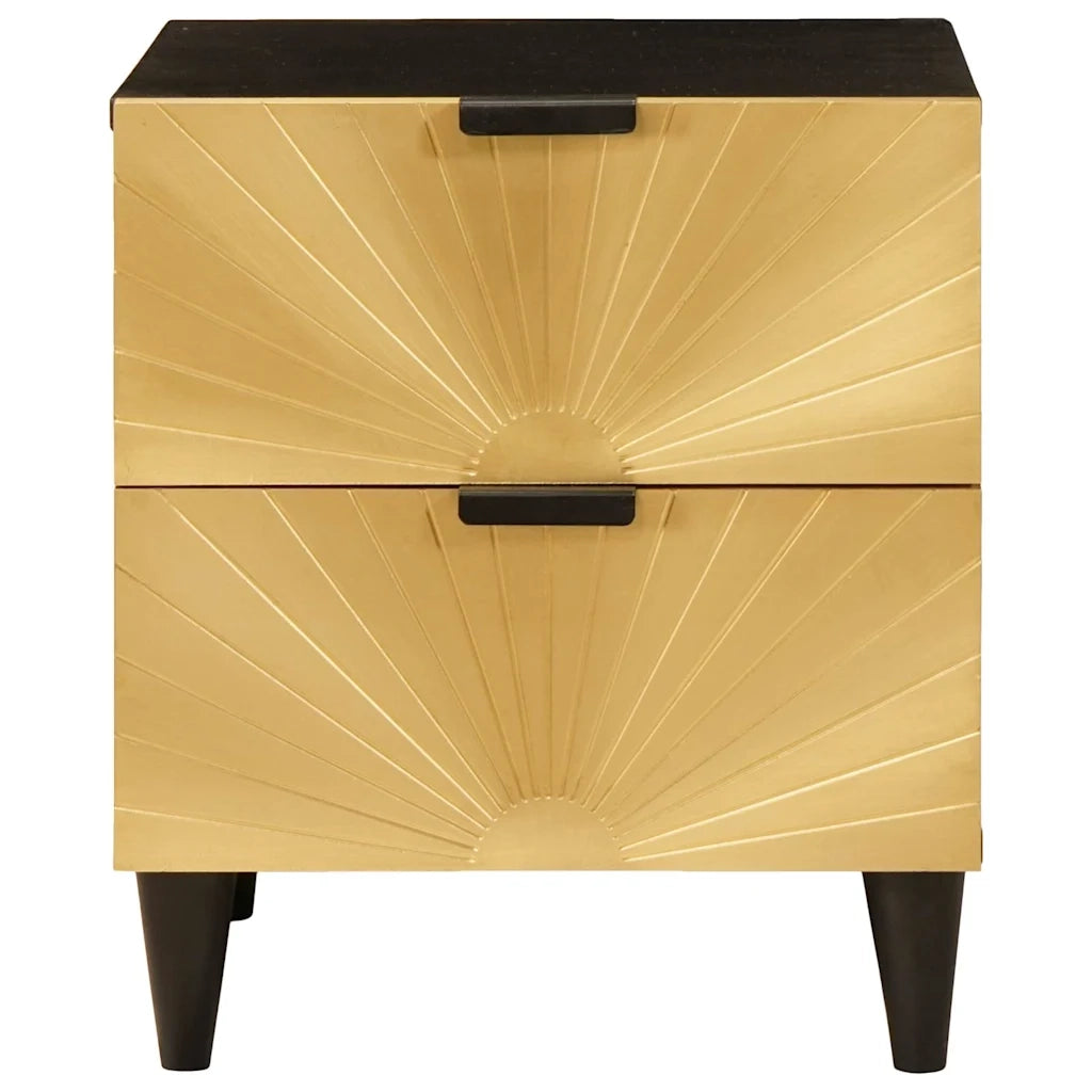 Set di 2 Comodini | Armadio da Notte | Mobiletto da notte Nero e Oro 40 x 33 x 46 cm