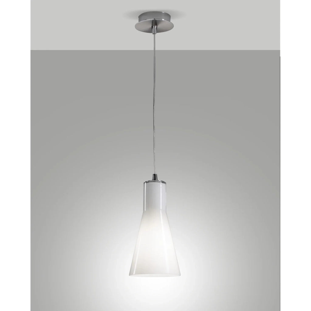 Lampadario Diana Sospensione Cromata 1 Luce Design Metallo Vetro Soffiato