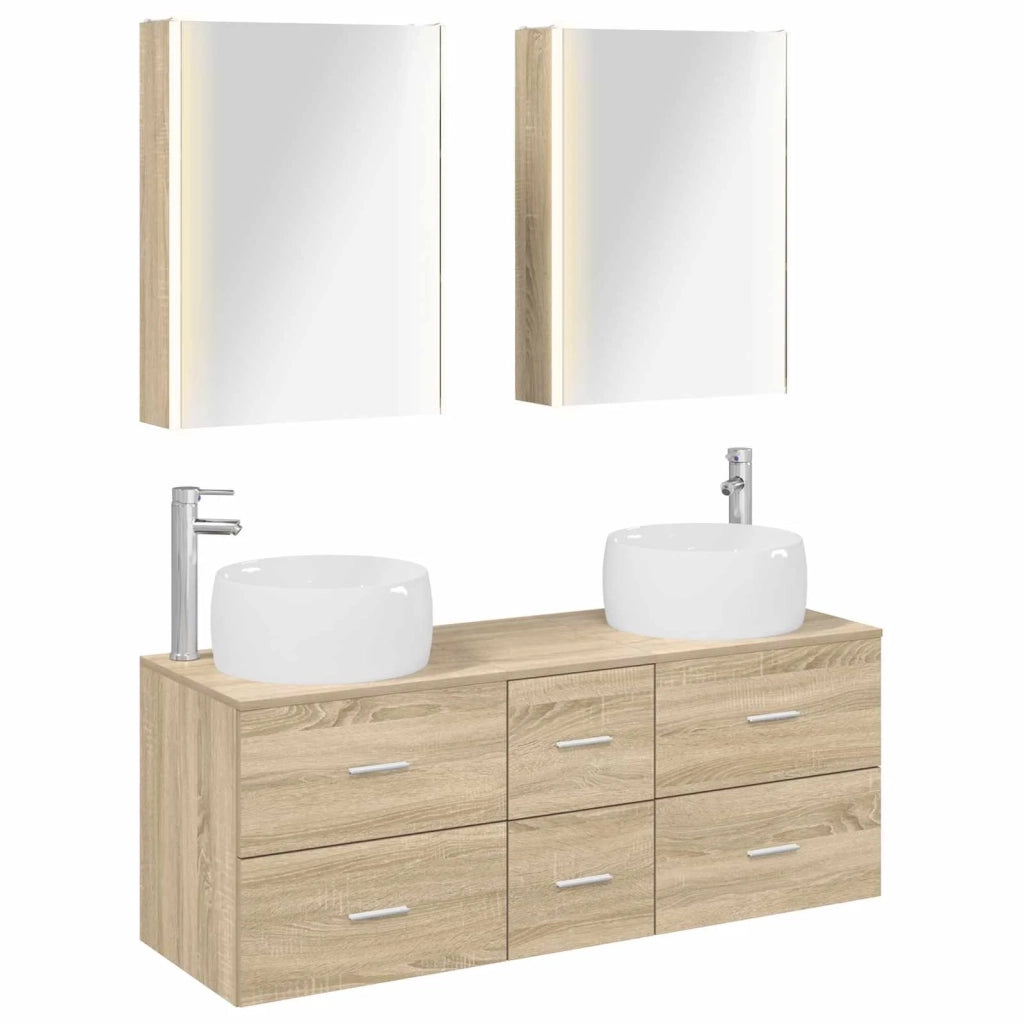 Set di mobili per il bagno 5 pz Rovere Sonoma 3407049