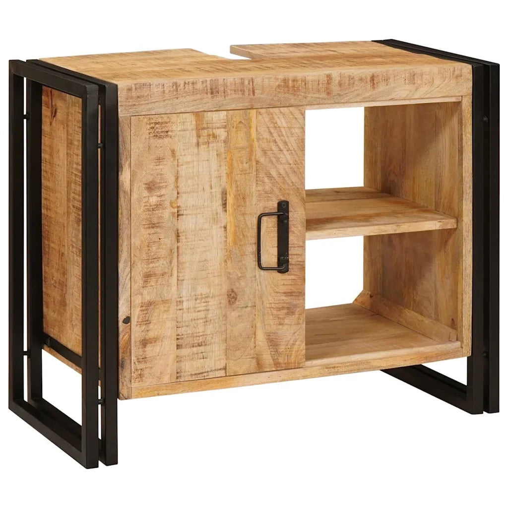 Mobile da Bagno | Armadio sottolavello con porta Marrone Legno di mango massello