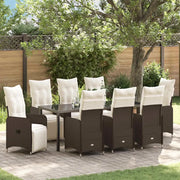 Set da Pranzo per Giardino con cuscino 9 pcs Marrone polyrattan 3379673