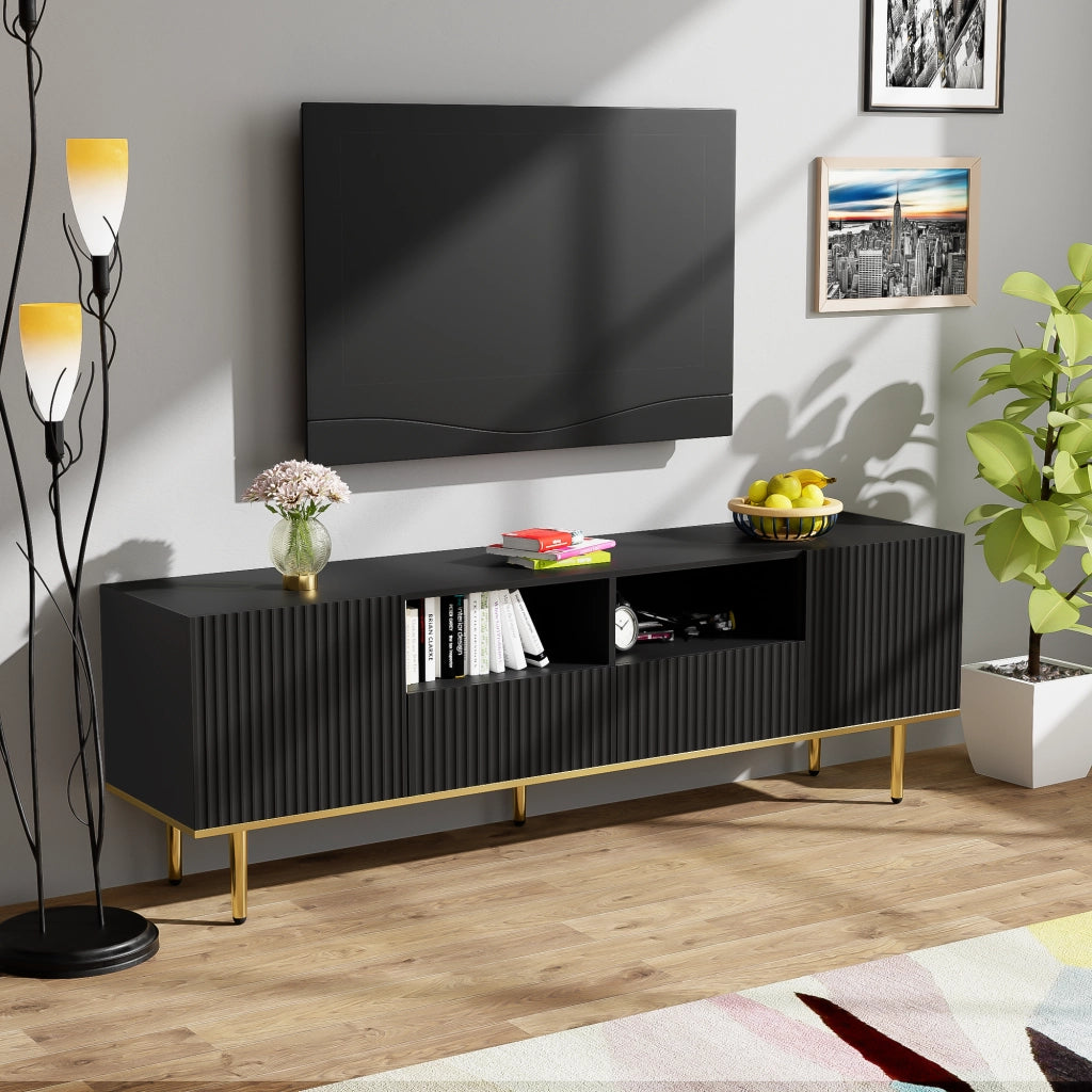 Mobile TV con Piedini e Bordo Dorati ¨C MINIMAL ¨C Legno, Design Moderno